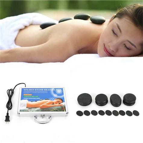 Tool1shooo 16pcs Hot Massage Stones Set Heater Natural Basalt Warmer Rock Kit For Spa Rock