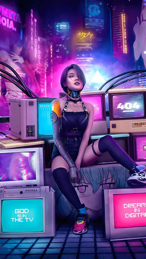 Cyberpunk Girl Retro Art K Hd Artist K Wallpapers Images Sexiezpicz Web Porn