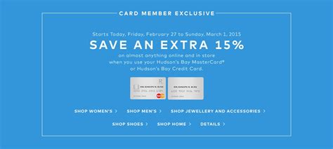 Many canadians pay for everyday expenses with their credit card and, unfortunately, often carry a significant balance forward. The Hudson's Bay Canada Deals: Save an Extra 15% Off This Weekend On Almost Everything When You ...