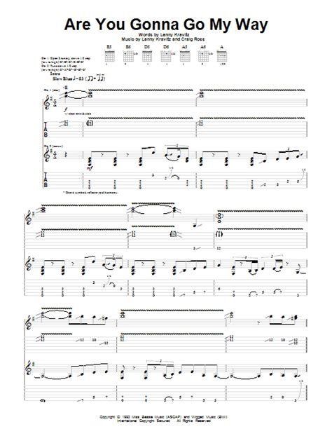 Are You Gonna Go My Way Sheet Music Lenny Kravitz Guitar Tab