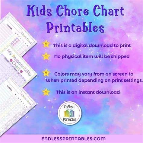 Kids Chore Chart Printable Chore Chart For Kids Etsy