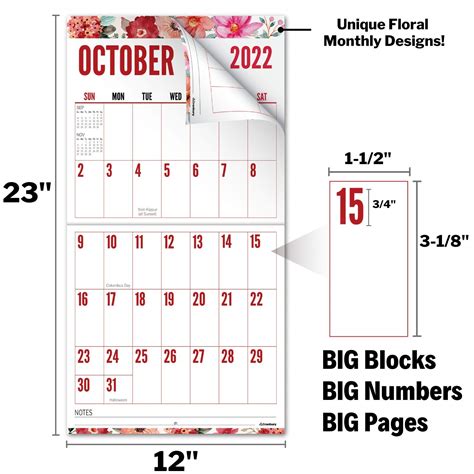 Cranbury Large Print Calendar 2022 Floral 12x23 Open Stunning Big