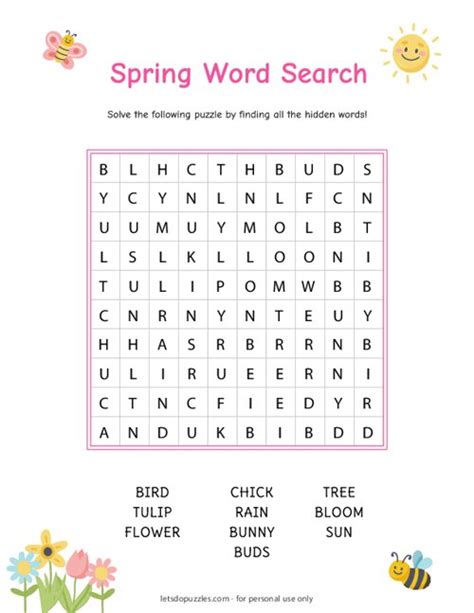 Free Printable Spring Word Search Printable Puzzle Fo