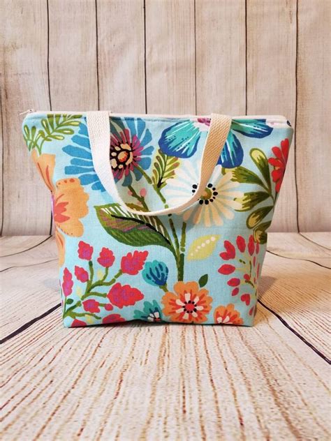 Floral Lunch Tote Insulated Lunch Tote Lunch Bag Flower Lunch Etsy
