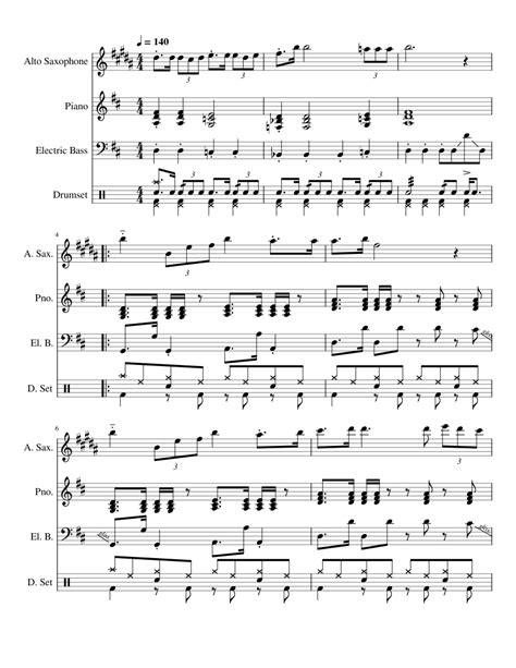 Fanfare Chrono Trigger Sheet Music For Piano Saxophone Alto Bass