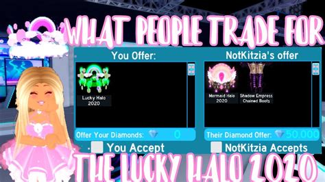 what people trade for the lucky halo 2020 crazy offers roblox royale high youtube