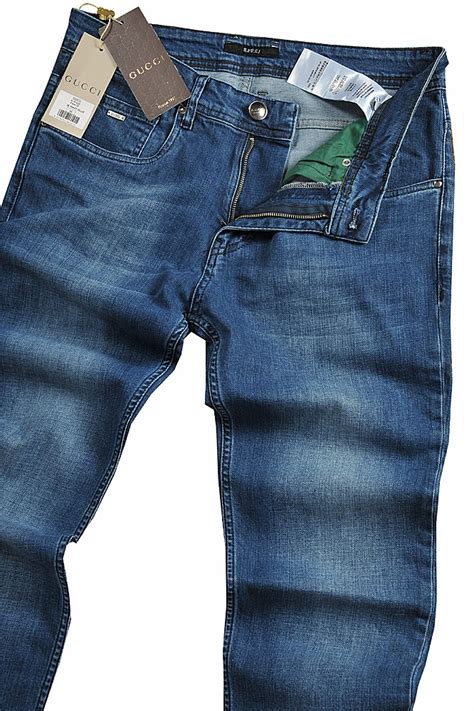 Mens Designer Clothes Gucci Mens Fitted Jeans With Leather Batch 93
