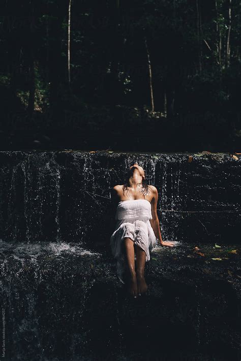 Woman At The Waterfall By Stocksy Contributor Marija Savic Stocksy