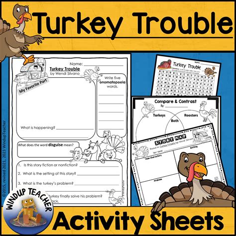 Turkey Trouble Activity Sheet Printable Picture Book Activities For