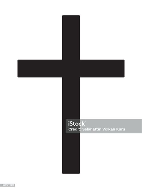 Christianity Latin Cross Symbol Vector Illustration Black On White