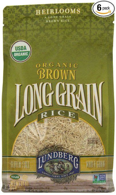 Lundberg Organic Long Grain Brown Rice 32 Ounce Pack Of 6 Long