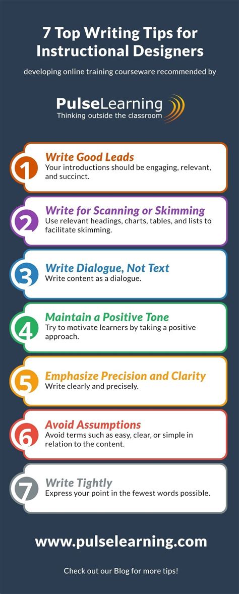 Top Writing Tips For Instructional Designers Infographic E Learning