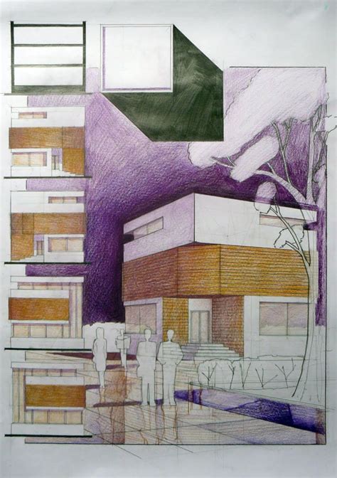 Cube House Student Design Architectural Drawing Arch