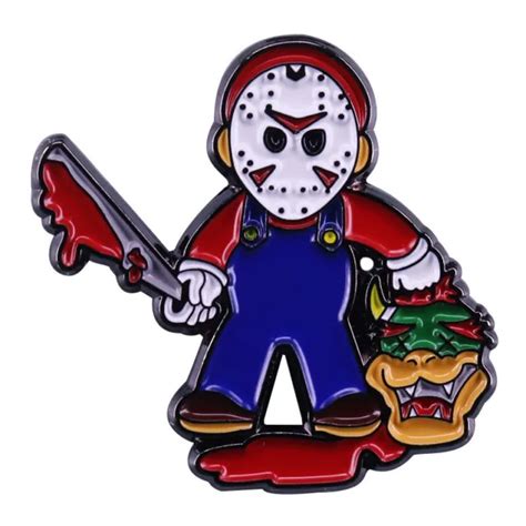 Super Mario Cosplay Friday The 13th Jason Voorhees Metal Enamel Badge