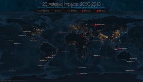 Map Reveals All Asteroid Impacts From 2000 To 2013 Gizmodo Australia