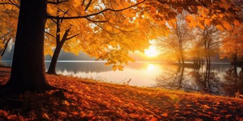 Premium Ai Image Chilly Autumn Morning When The Sun Rises Casting A