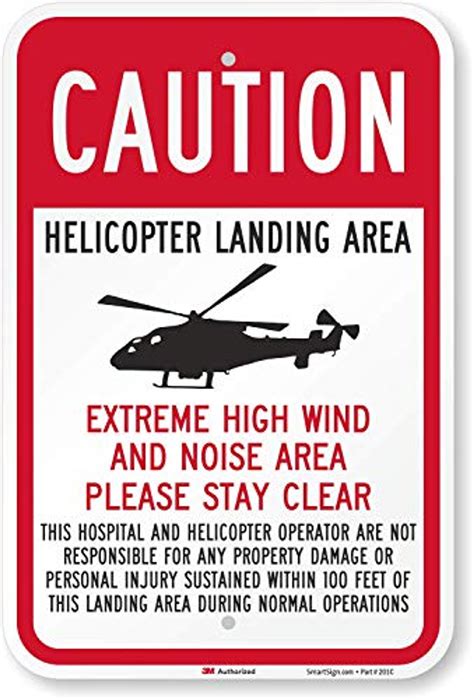 Smartsign Caution Helicopter Landing Area High Wind And Noise Area