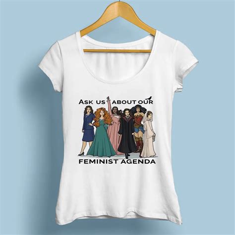 Ask Us About Our Feminist Agenda Tshirt Femme Brand New White Fashion