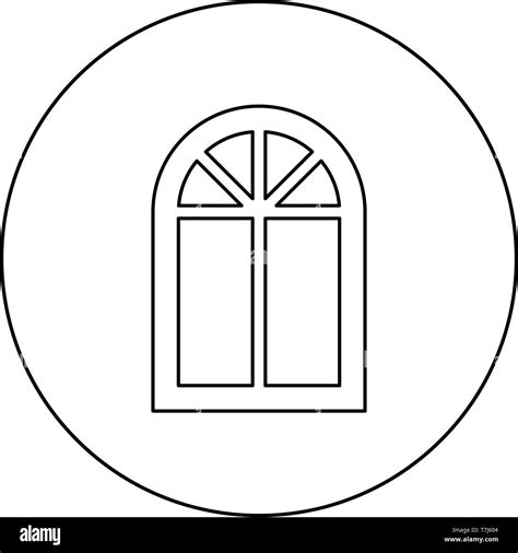 Window Frame Semi Round At The Top Arch Window Icon In Circle Round