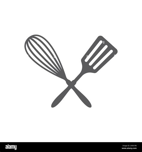 Whisk And Spatula Crossed Vector Icon Kitchen Restaurant And Cooking