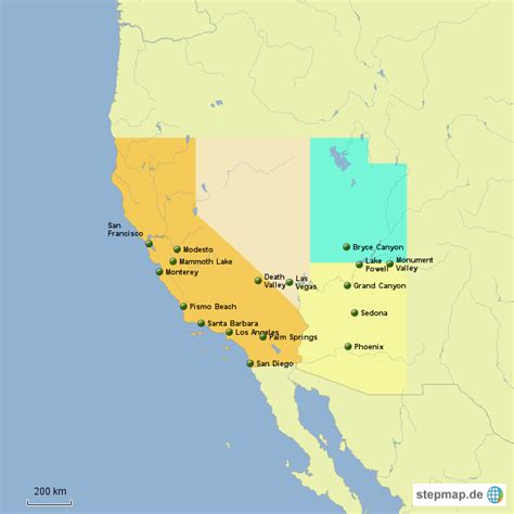 Stepmap Südwest Usa Landkarte Für Usa