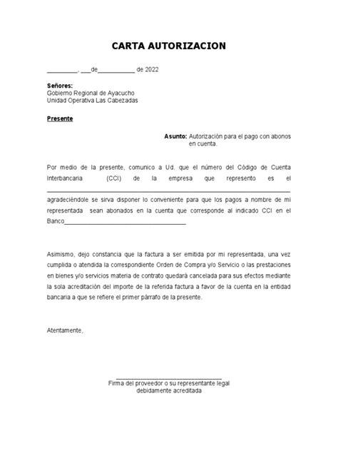 Carta De Cci Modelo Pdf