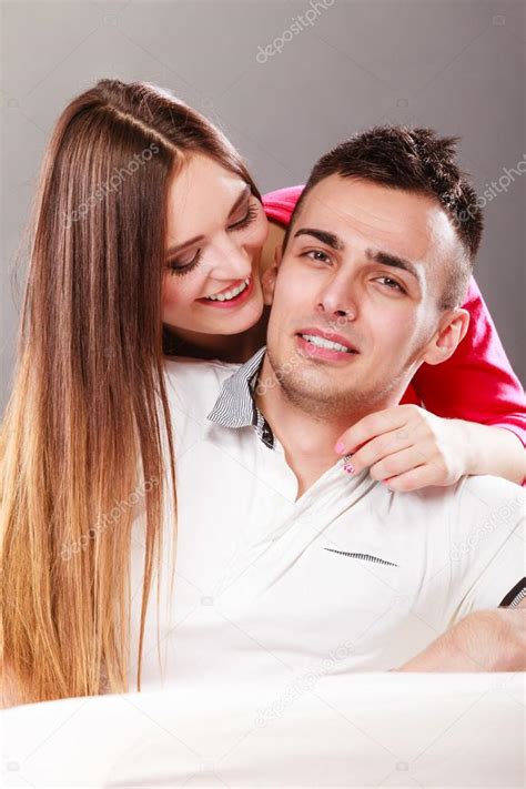 Woman Kissing Man Happy Couple Love Stock Photo By ©voyagerix 89140314