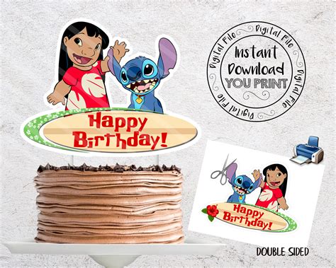 Lilo E Stitchi Stitch Disney Birthday Cake Topper Printable Stitch Cake