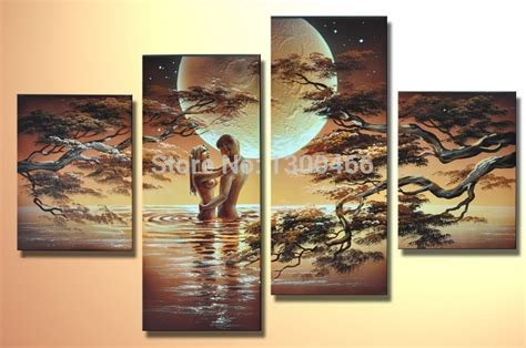 Hand Painted 4 Piece Wall Art African Nude Women Canvas