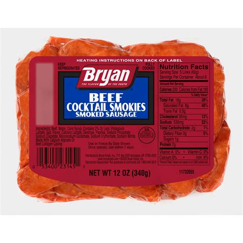 Bryan Beef Cocktail Smokies Smoked Sausage Oz Walmart Com