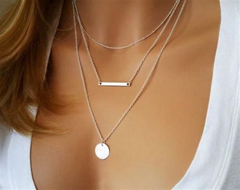 Stunning Monogrammed Silver Layering Necklace Layered Necklace Set Of