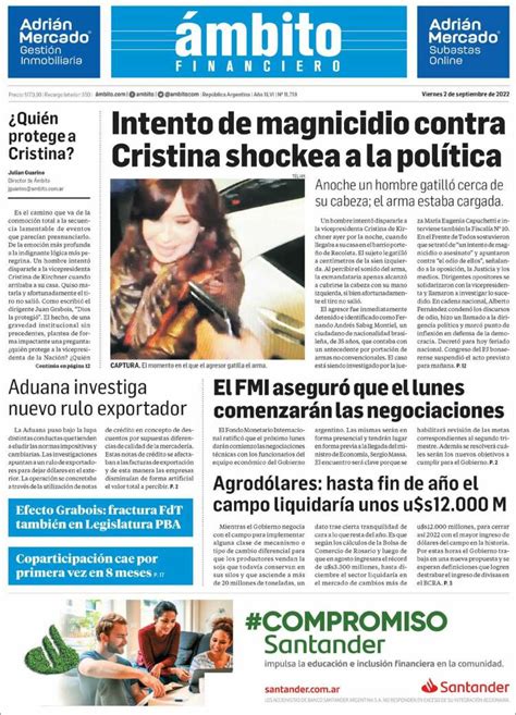 Las Tapas De Los Diarios De Hoy En Argentina Viernes 2 De Septiembre
