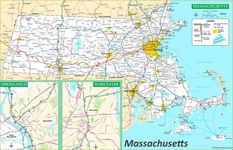 Massachusetts Ma Road And Highway Map Free And Printable