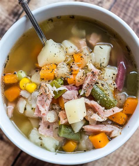 Easy Honey Baked Ham And Vegetable Soup Recipe Home And Plate