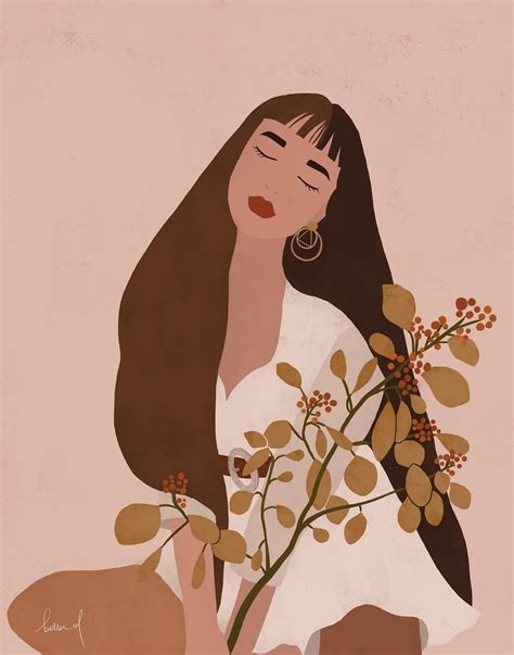 Girl With Flower Illustration Woman Illustration Print Etsy In 2020