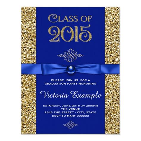 Royal Blue And Gold Graduation Announcements