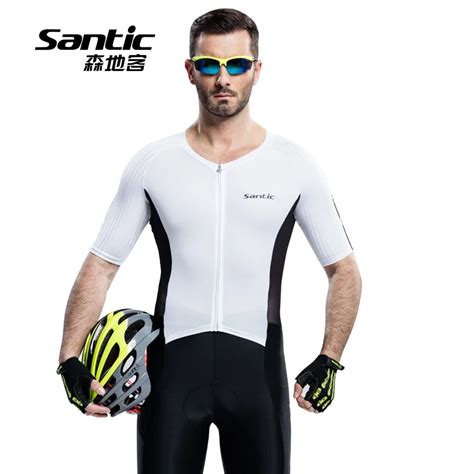 Santic Men Cycling Short Jersey One Piece Suits Anti Uv Breathable 4d Padded Mtb Road Bike 12