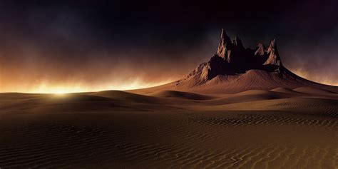 Hd Wallpaper Clouds Dark Desert Dune Landscape Mountain Nature