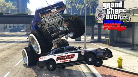 Gta 5 Fivem Roleplay Monster Truck Jumps Over Police Car Kuffs