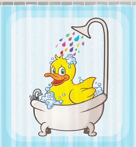 Hapilife 6 piece bathroom accessory sets blue. Rubber Ducky Bubble Bath Kids Fabric SHOWER CURTAIN Duck ...