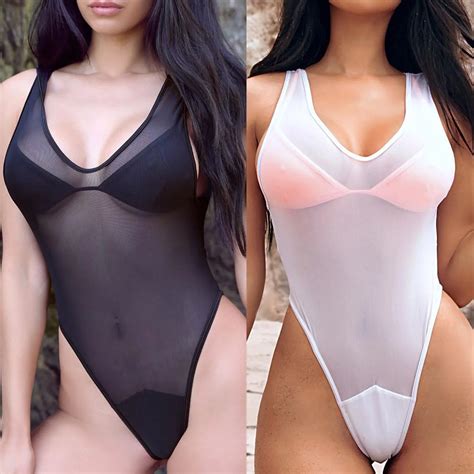 2018 New Sexy One Piece Swimsuit Women Swimwear See Through Unpadded Solid Women Bathing Suit