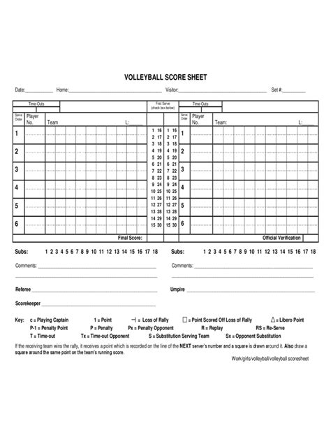 Volleyball Scoresheet Printable Printable Word Searches