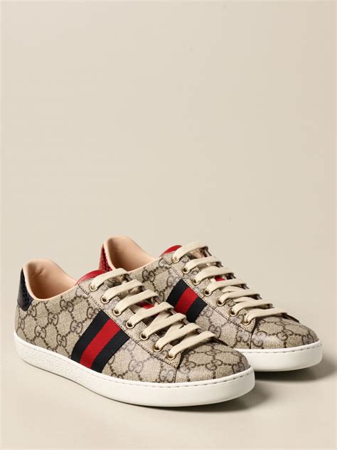 Gucci Ace Sneakers In Gg Supreme Fabric With Web Bands Sneakers