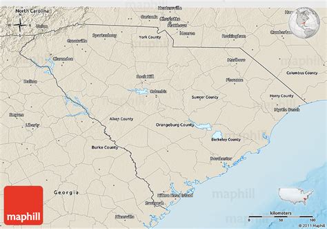 Shaded Relief 3d Map Of South Carolina