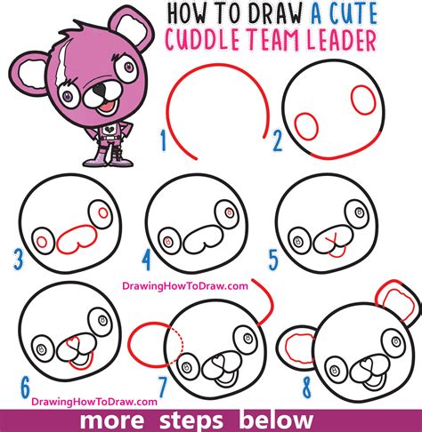How To Draw A Cute Cuddle Team Leader From Fortnite Easy Step By Step