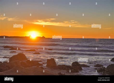 The Evening Sunset On Asilomar Beach Looking Toward Point Joe And 17