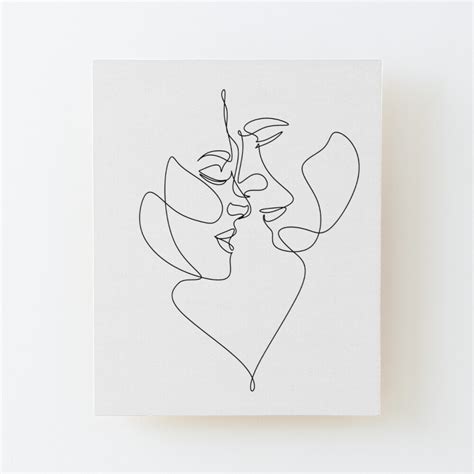 Couple One Line Art Love Print 2 Faces Man And Woman Love Art