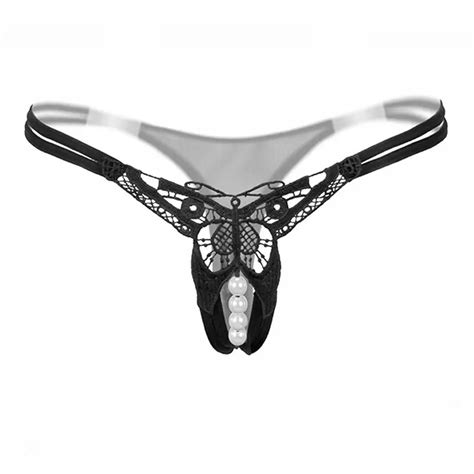 Butterfly With Pearls Tangas Women Sexy G String Sexy Underwear Thongs Erotic Lingerie Open