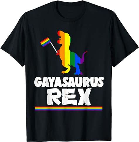 Amazon Com Gayasaurus Rex Funny Dinosaur Lgbt Gay Rainbow Pride Flag T