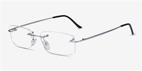 Ebb Rectangle Silver Rimless Eyeglasses Eyebuydirect Eyebuydirect